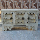 Antique Old Door Carved Solid Wood Sideboard